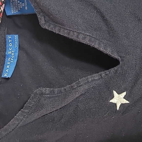 Vintage Karen Scott Stars Americana V Neck Tshirt Sz 1X - Picture 5 of 7